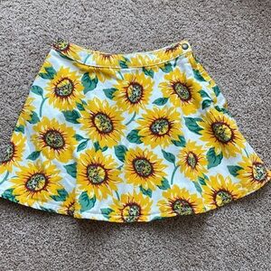 American Apparel Sunflower Print Jean Style Mini Skirt Size Small